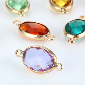 Lunette en laiton plaqué or 18 carats <span class=keywords><strong>connecteur</strong></span> de pierre de naissance ovale <span class=keywords><strong>breloque</strong></span> pour boucles d'oreilles Bracelet collier fabrication de bijoux composants accessoire - Product Image 5