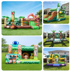 Château gonflable combiné personnalisé en PVC durable pour la <span class=keywords><strong>location</strong></span> événementielle, motif dinosaure bleu, pour enfants - Product Image 2