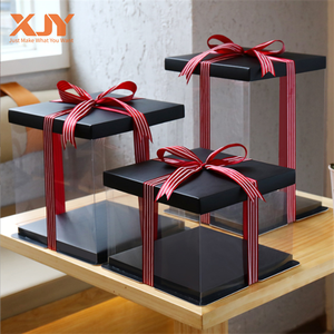 Xjy Cao Trong Suốt Inch Pet Lớn Vuông Nhựa Đám Cưới Hình Chữ Nhật Pop Bánh Bánh Hộp Với Biểu Tượng Tùy Chỉnh - Product Image 4