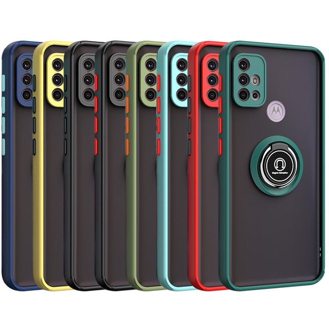 Frosted Feel TPU+PC Ring Holder Magnetic Translucent Matte Phone Case for MOTO G30 G50 G60 ONE FUSION PLUS ONE Macro/G8 PLAY