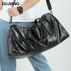 Sac de voyage pour homme Dujiang en cuir Nappa, grande capacité 36-55L, sac de sport avec doublure en polyester pour les voyages de loisirs - Product Image 1