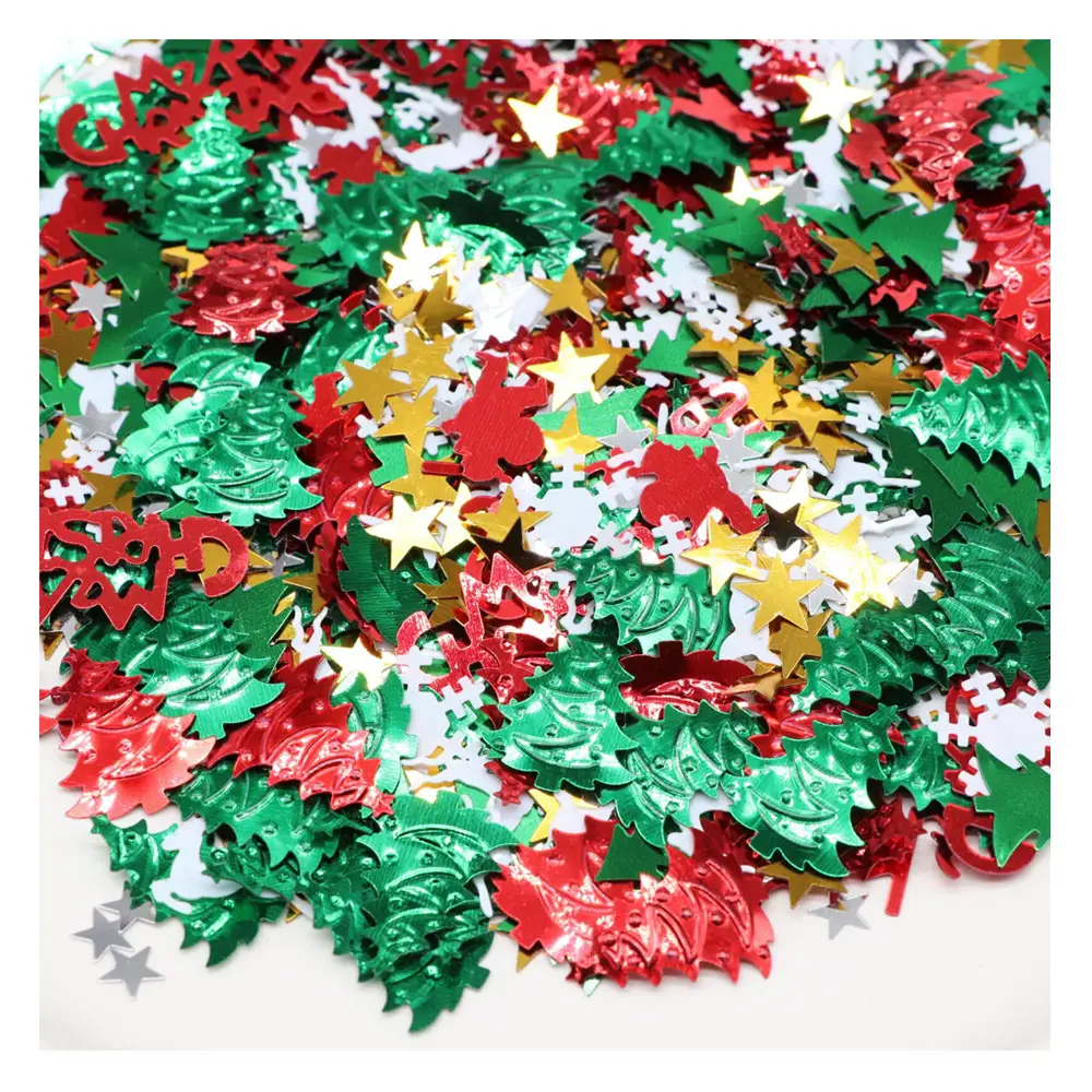 Glitter noel Sequins renkli ağaç mektup MERRY Christmas DIY tırnak sanat dekoru balçık dolgu parti süsleme