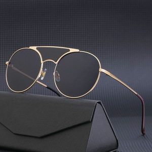 Lunettes de soleil rétro steampunk unisexes, monture dorée, verres PC UV400, style aviateur rond, pour la conduite en extérieur, la pêche, protection solaire - Product Image 3