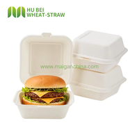 Boîtes à emporter personnalisées 8x8 pouces en bagasse biodégradable et compostable pour hamburgers