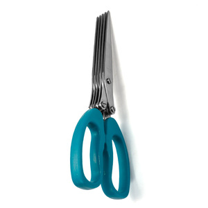 Stainless Steel Five Layer Scallion <b>Scissors</b> Blue Handle <b>Kitchen</b> Utensil Home Use Straight Head - Product Image 4