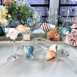 Vaso de chupito de concha marina natural con tallo transparente, hecho a mano, temática costera y oceánica, taza decorativa para beber, regalo para fiestas, venta al por mayor - Product Image 2