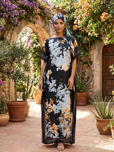 Kaftan <strong>Dress</strong> and Scarf Lightweight Satin Beach Cover <strong>up</strong> Oversized Vacation Robe for <strong>Women</strong> - Product Image 3