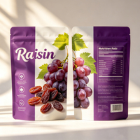 Sachet en plastique personnalisé avec logo pour fruits secs, emballage alimentaire sec, sachet en plastique pour raisins, vente en gros