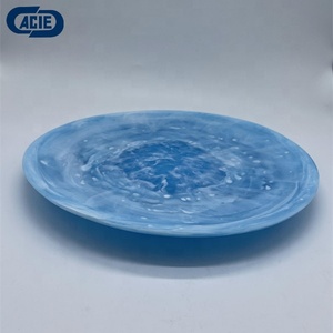 Khay Phục Vụ Bình Nhựa Tròn Thủ Công Màu Xanh Ngọc Lam Khay Trưng Bày Sô Cô La Với Kết Cấu Đá Cẩm Thạch Và Hoa Văn Xoáy Nước - Product Image 4