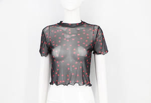 W5281 T-Shirt Sexy trasparente in maglia trasparente <span class=keywords><strong>con</strong></span> canottiera canottiera <span class=keywords><strong>con</strong></span> top a maniche lunghe <span class=keywords><strong>con</strong></span> stampa a <span class=keywords><strong>cuore</strong></span> <span class=keywords><strong>rosso</strong></span> - Product Image 5