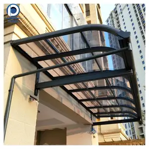 热卖强力铝结构雨棚防水铝雨棚屋顶聚碳酸酯阳台天井罩雨棚