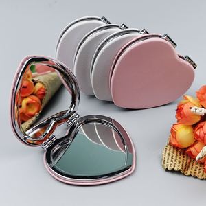 PU Leather Mini Mirror High-Definition Double-Sided Folding <b>Makeup</b> <b>Tool</b> Available in White Pink Black in Multiple Sizes - Product Image 6