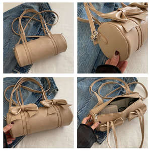 Nuevo bolso bandolera retro para mujer con textura sencilla y fresca para llevar bajo el brazo, color liso, lazo dulce, bolso tote retro - Product Image 4