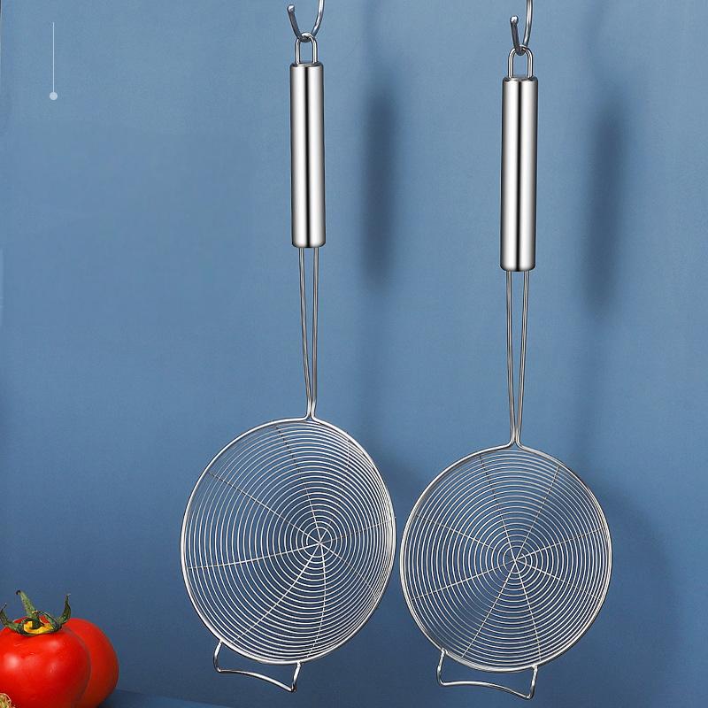 304 Stainless Steel Wire Leaking Net for Hotels Restaurants Thicker Wire Oil Grid Deep Frying Spoon Noodle Dregs Strainers