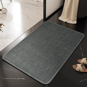 Alfombra de baño minimalista de lino, rectangular, sólida, absorbente, antideslizante, para la zona del inodoro. - Product Image 1