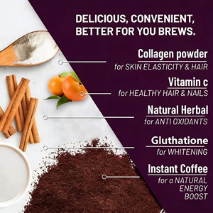 Poudre de peptides de collagène Halal multi-hydrolysés de origine profonde pour le blanchiment de la peau, suppléments de beauté en vrac pour femmes, saveur café - Product Image 2
