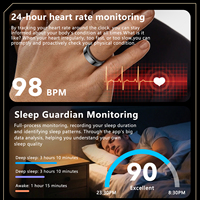 Bague connectée de suivi de santé intelligente avec détection ECG de qualité médicale, moniteur de tension artérielle et traduction hors ligne