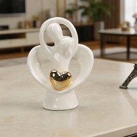 Statue d'amoureux abstraite en porcelaine artisanale nordique, sculpture de couple en céramique, ornement écologique, décoration d'intérieur, cadeau