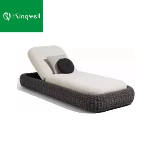 Mobilier d'extérieur chaise de piscine tissée en corde d'aluminium oreiller imperméable chaise longue pour piscine d'extérieur chaise longue pour la plage