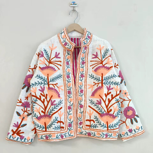 Classic Art Craft Handmade Embroidered Bohemian Suzani Bomber <b>Jacket</b> Reversible Breathable Eco Friendly <b>Short</b> <b>Sleeve</b> <b>Jacket</b> - Product Image 1