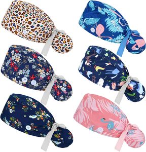 Banda para el sudor transpirable unisex, bonito estampado para clínica dental, gorro de trabajo, gorros de fregado dental, gorros de fregado dental, gorro con lazo en la espalda - Product Image 6