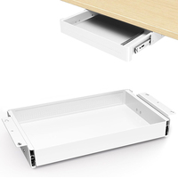 Tiroir coulissant sous table JH-Mech, capacité maximale 17,6 lb, glissement silencieux, acier blanc, tiroir caché sous le bureau