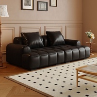 Retro-Stil Katzenkratz-PU-Ölwachsleder-Puff-Sofa-Set, Schwamm, geradlinig, amerikanischer Stil, modulares Sofa mit Kissenrücken, beweglich