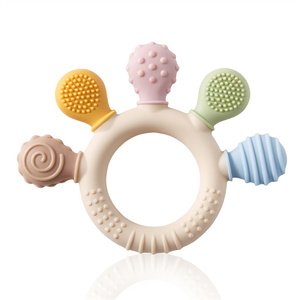 Pgj2319 unisex mềm giáo dục đồ chơi cấp thực phẩm Silicone ngón tay <span class=keywords><strong>Rattle</strong></span> bé teethers cho trẻ sơ sinh 0-24 tháng - Product Image 1