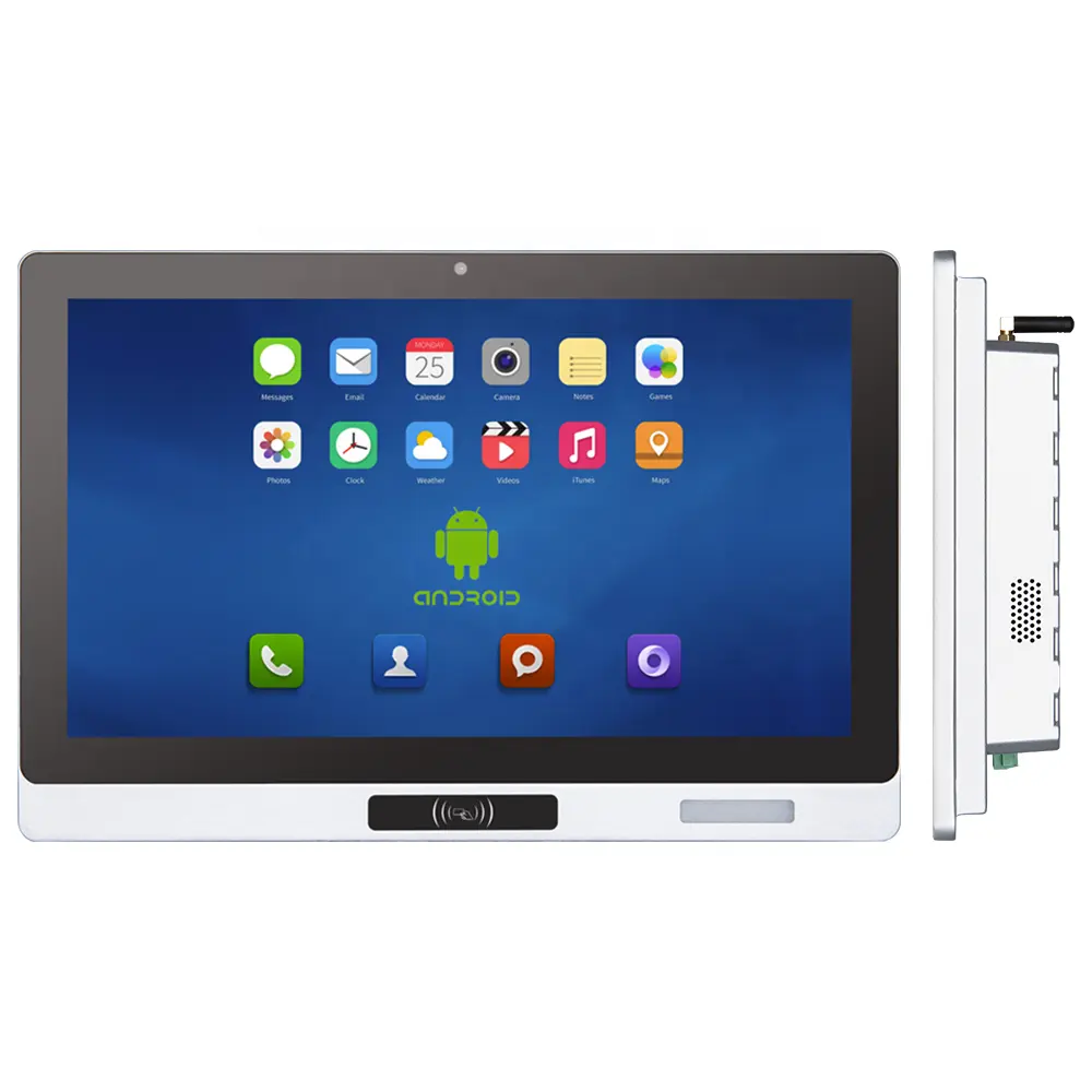 15.6 inch Front IP65 Waterproof 300nits Outdoor Resistive/Capacitive Touch Industrial Android Panel PC with NFC Camera 24/7 Use