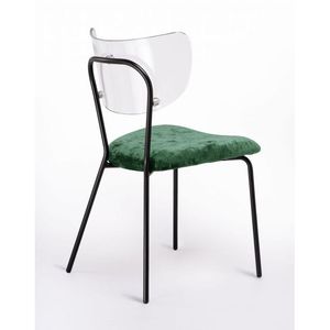 Sedia imbottita in velluto trasparente Design moderno SURI nero con struttura in metallo schienale traslucido neutro 5 colori disponibili SRIVM015 - Product Image 5