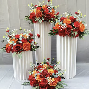 Centrotavola per Matrimoni all'Ingrosso, Decorazioni da Tavolo, Sfera di Fiori Artificiali in Seta Rosa e Rossa da 50 Cm per Matrimoni e Lauree - Product Image 4