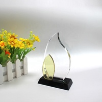Trophée en Verre K9 Poli avec Gravure Laser 3D, Base en Cristal, Souvenir Sportif, Cadeau, Récompense Feu de Feuille Combinée