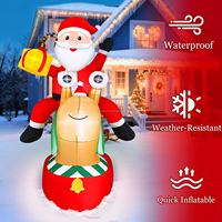 Vente en gros usine : Décoration gonflable lumineuse de Noël, Père Noël montant sur une escargotte avec sac cadeau, pour extérieur et fêtes
