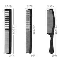 Grosir Logo Kustom Sisir Rambut Lurus Hitam Pro Salon Tata Rambut Sisir Serat Karbon Anti Statis untuk Memotong Rambut Tukang Cukur