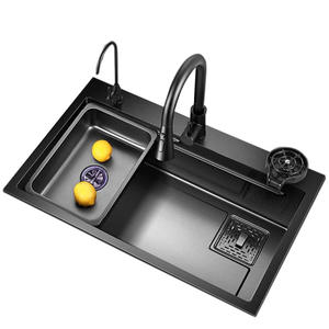 Fregadero de cocina estilo cascada con pantalla digital integrada, hecho a mano en acero inoxidable 304 cepillado. - Product Image 2