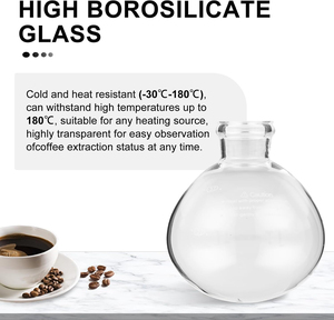 Cafetera de Sifón de Vidrio Borosilicato de <span class=keywords><strong>3</strong></span>/5 Tazas - Cafetera Manual al Vacío con Asa Negra y Filtros de Tela para Uso Doméstico - Product Image 4