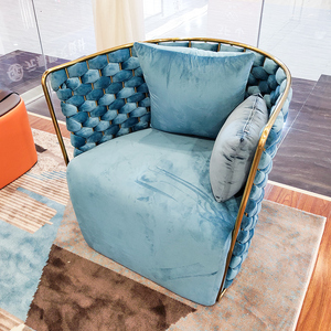Stile moderno <span class=keywords><strong>tessuto</strong></span> in velluto soggiorno sedie della sala di modo <span class=keywords><strong>blu</strong></span> telaio in acciaio inox singolo divano <span class=keywords><strong>sedia</strong></span> - Product Image 2