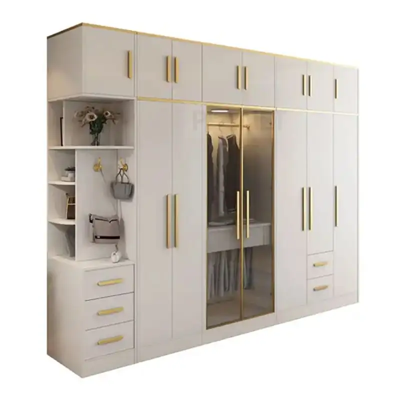 Chinese Manufacturers Supply Modern Durable Combination Golden Border Wardrobes For Hotel