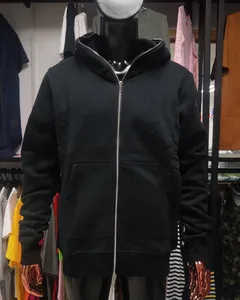 Tasarımcı büyük boy erkek boş tam zip up yüz hoodie özel yüksek kalite özel polar zip hoodie büyük boy kalın pamuk kapüşonlu