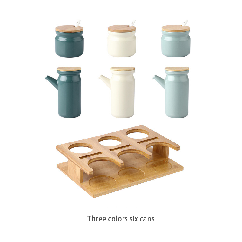 Bianco 3 colori set di 6 con supporto di bambù