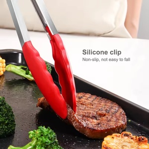 High Quality Silicone Food Tong Silicone Clamp <b>Kitchen</b> <b>Accessories</b> Stainless Steel <b>Kitchen</b> Grill Tongs for Outdoor Camping - Product Image 2