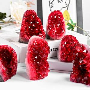 Escultura de Cristal 3D de Cuarzo Rojo Vino Oscuro de 300-400g, Geoda de Cuarzo en Bruto, Decoración para el Hogar - Product Image 4