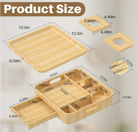 Nouveau Plateau Porte-Gobelets en Bois de Pin pour Canapé, Plateau de Service Amovible et Tiroir, Organisateur de Snacks Multi-Compartiments pour Canapé avec Support Téléphone