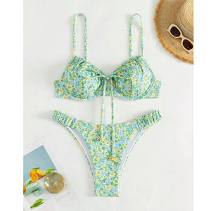 Женский комплект бикини из 2 предметов, купальник на косточках с цветочным принтом - Product Image 5