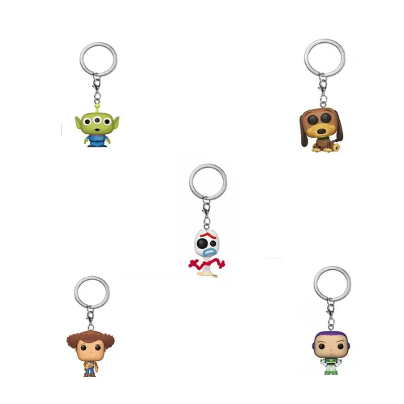 TG Hot selling Toy Story keychain Woody Buzz Light year Forky Alien Dog Keychain Action Figure Toys 4cm