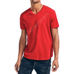 Venta caliente transpirable más tamaño de manga corta Camisetas de los hombres en Ventas al por mayor Precio barato de verano con cuello en V camisetas - Product Image 1