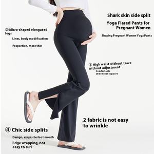 Micro-Flare Outwear pour début de <span class=keywords><strong>grossesse</strong></span> Printemps et automne Motif requin Pantalon de yoga solide taille moyenne Leggings de maternité - Product Image 4