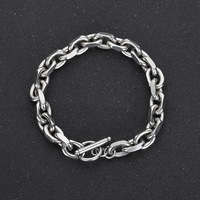 Bracelet hip hop européen et américain en acier titane, chaîne en O, plaqué or véritable, bracelet en acier inoxydable