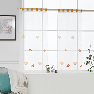 Cortina <span class=keywords><strong>de</strong></span> <span class=keywords><strong>Cocina</strong></span> Transparente con Diseño <span class=keywords><strong>de</strong></span> <span class=keywords><strong>Frutas</strong></span> Bordadas, con Ojales, 100% Poliéster, Tela Voile Ligera - Product Image 1