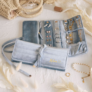 パーソナライズされたトラベルジュエリーロール、ブライズメイドギフトバッグ、ベルベットジュエリーオーガナイザー、ネックレス、ブレスレット、指輪、イヤリング用パッケージポーチ - Product Image 5